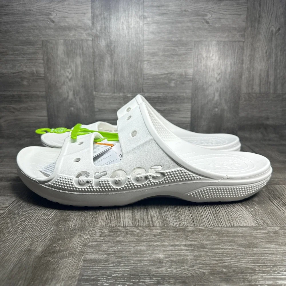 Crocs Baya Sandal Mens 13 White Lightweight Breathable Casual Slides NEW